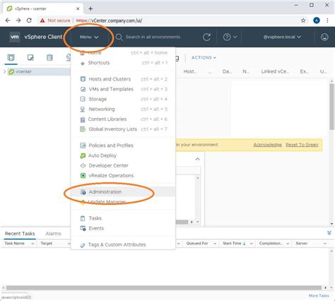 vCenter > Configure > Alarm Definitions. . Vsphere health detected new issues in your environment folder